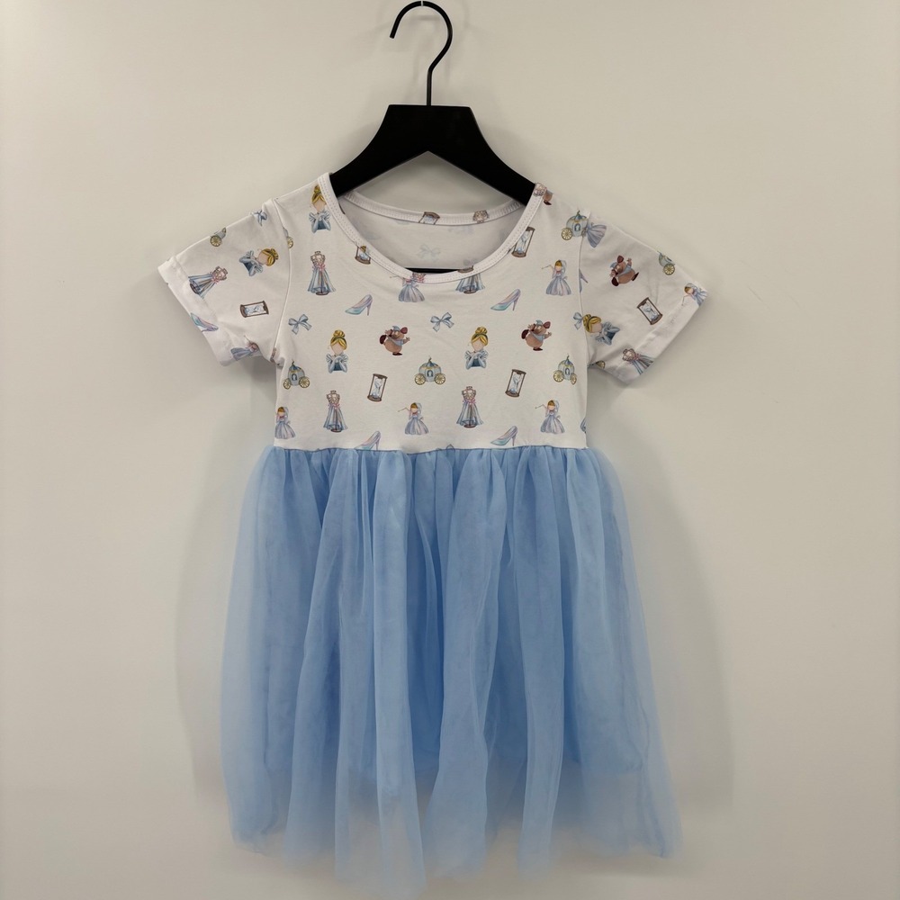 Cinderella Tutu Dress Kids Girls 5-6T Blue White Princess Fairy Tale Disney Cute